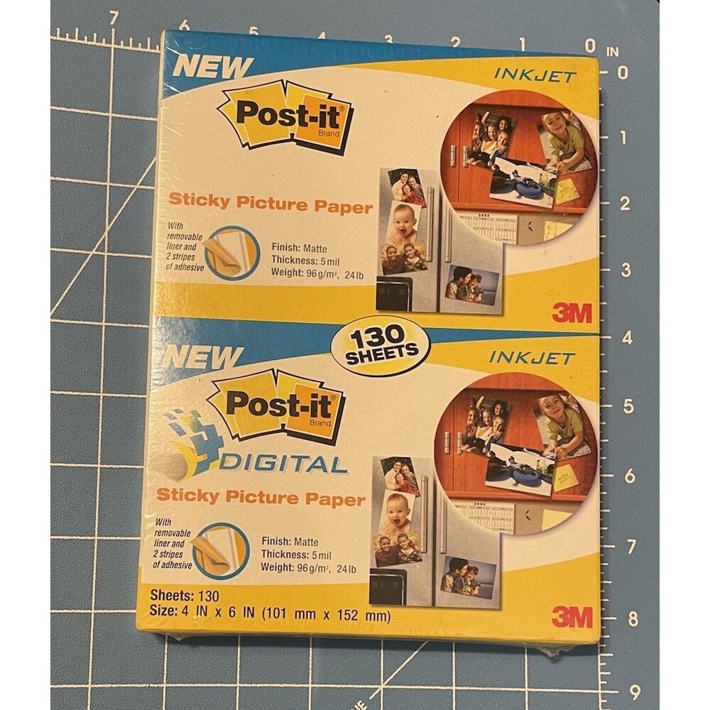 3M POST-IT Brand Sticky Picture Paper 130 MATTE Inkjet Sheets 4”x6” NOS SP46130C